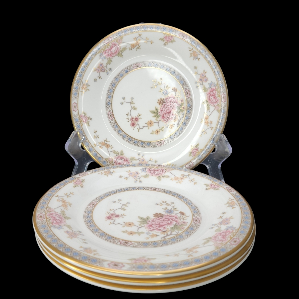 4 Vintage Royal Doulton Canton Bread & Butter Plate 6 5/8" Pink & Blue Floral